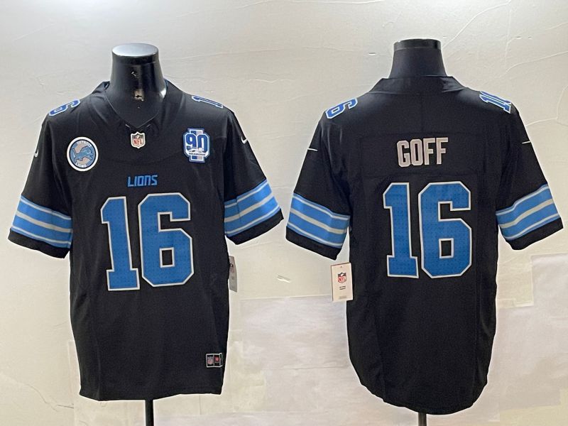 Men Detroit Lions #16 Goff Black three generations 2024 Nike Limited NFL Jersey style 4->detroit lions->NFL Jersey